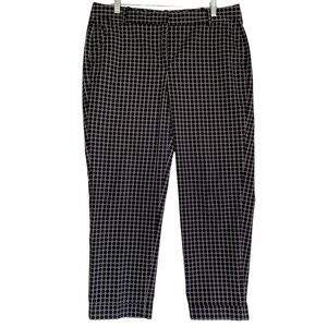 Talbots Ankle Pants 10 High Rise Geometrical White Back Casual Work Minimalist